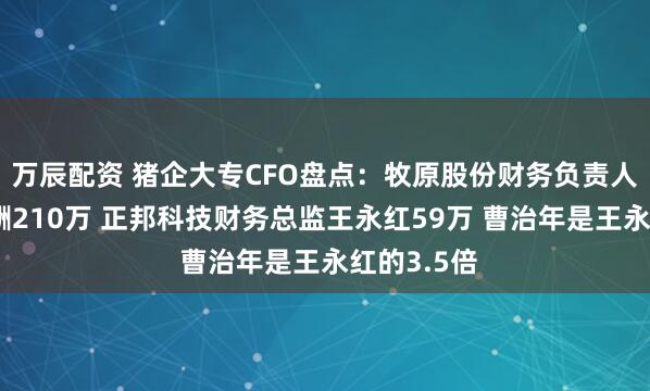 万辰配资 猪企大专CFO盘点：牧原股份财务负责人曹治年薪酬210万 正邦科技财务总监王永红59万 曹治年是王永红的3.5倍